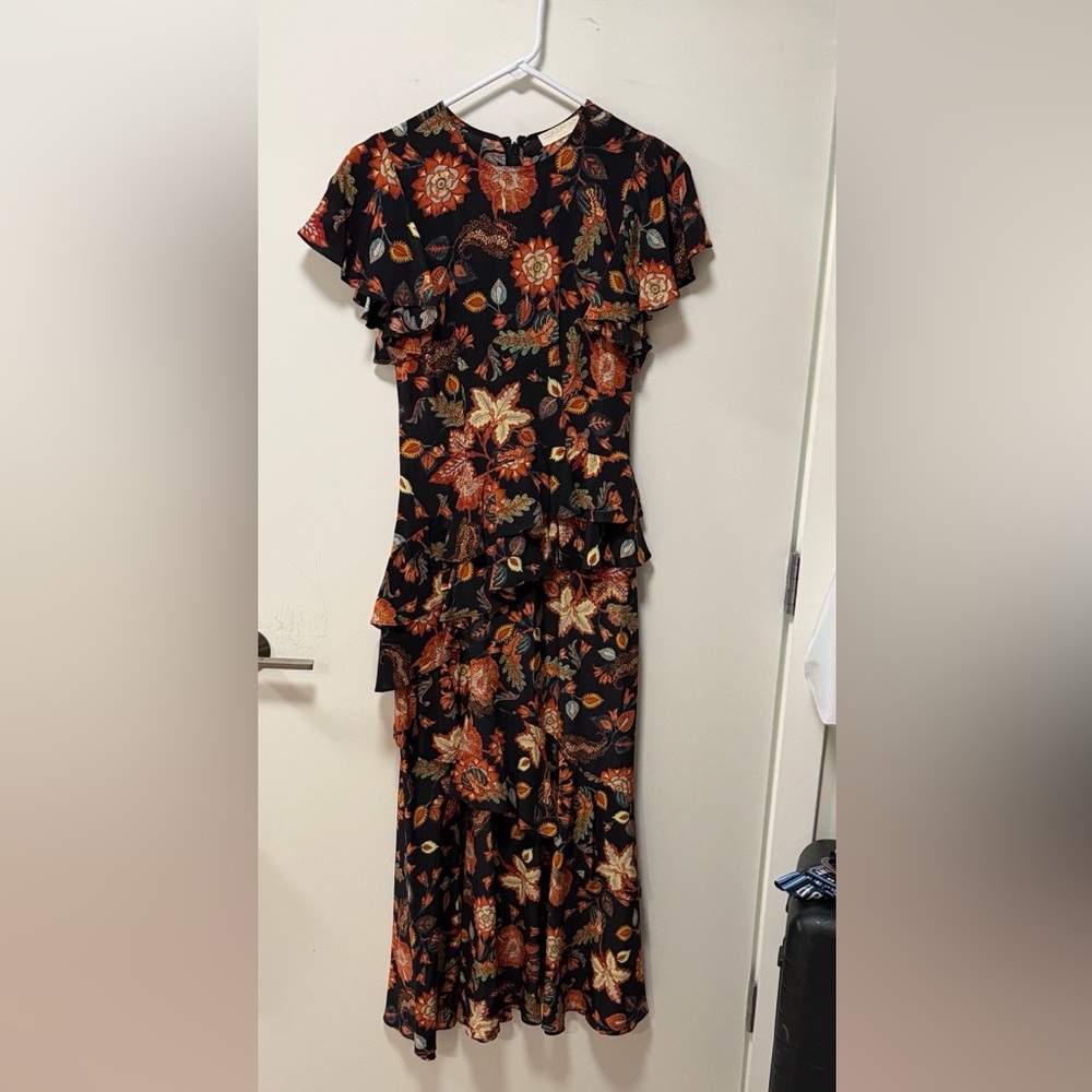 Floral Black and Orange Women's Dress